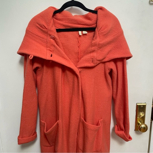 Anthropologie 100% Wool Orange Sweater Coat by Moth Size S - Picture 5 of 8